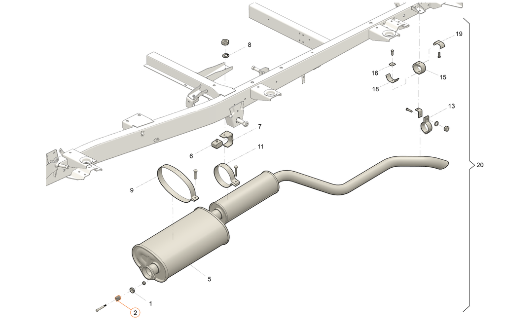 Auspufffeder-Spannsatz 2 Stück - Bukhanka Modern (2,7L) - OEM 3160-20-1203255-01